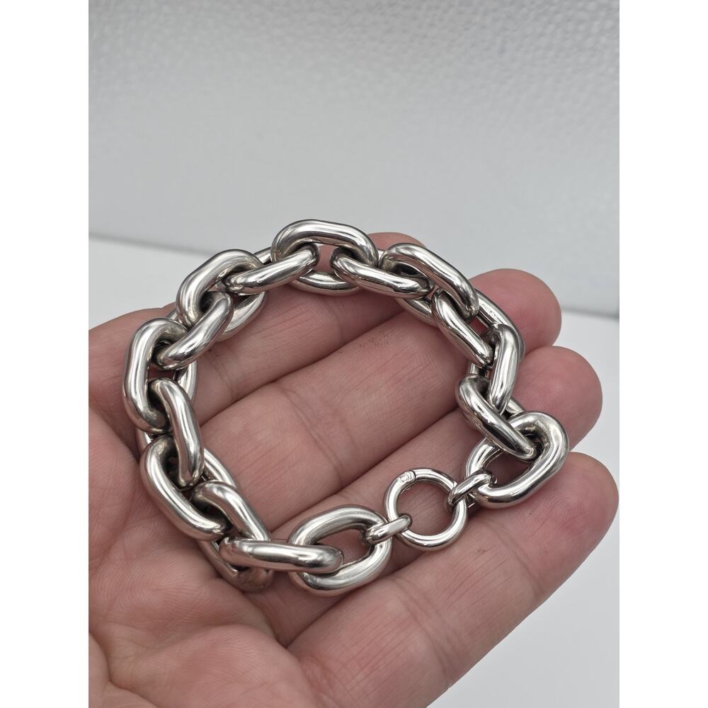 LINK CHAIN STERLING SILVER 925 RHODIUM PLATED ANTI TARNISH BRACELET